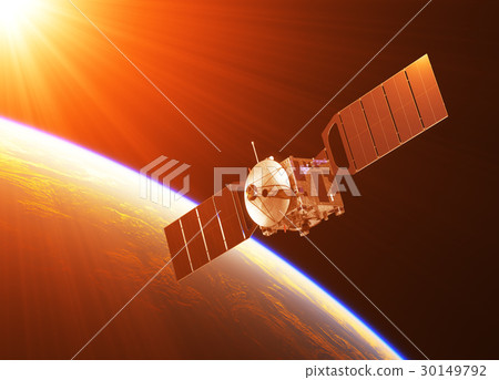 Satellite In The Rays Of Rising Sun Satellite In The Rays Of Rising Sun 30149792