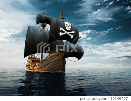 Pirate Ship On The High Seas 30149797
