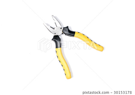 yellow pliers isolated on white background yellow pliers isolated on white background 30153178