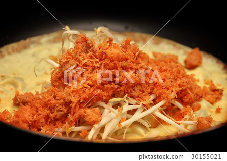 Cooking, ,Pastry stuffed crispy egg crepe in pan. Cooking, ,Pastry stuffed crispy egg crepe in pan. 30155021
