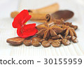 coffee grains cinnamon sticks aroma drink 30155959