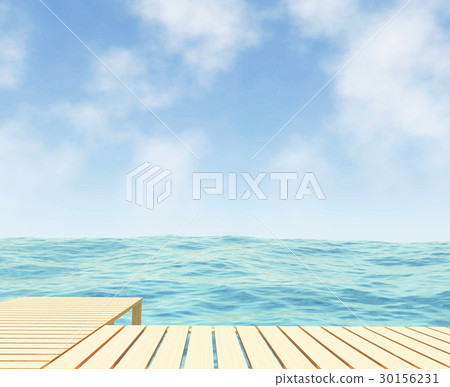 seaview with path in 3D rendering 30156231