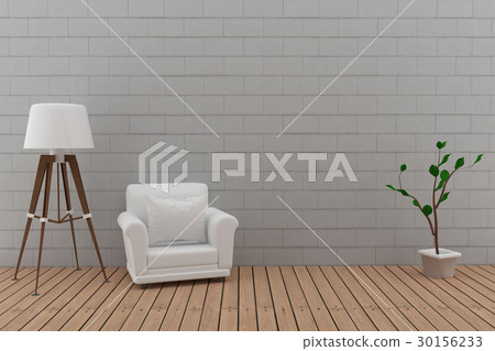 single sofa with lamp in the brick wall and wood single sofa with lamp in the brick wall and wood 30156233