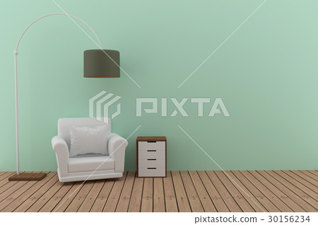 single sofa with lamp in the green and wood floor single sofa with lamp in the green and wood floor 30156234
