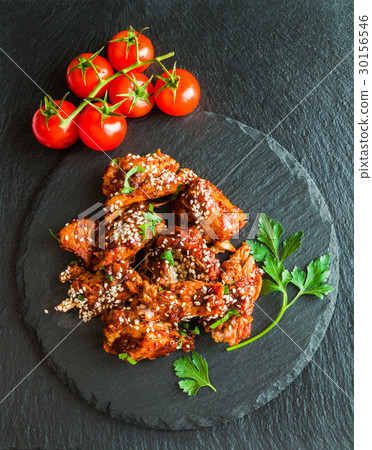 Glazed pork with homemade sauce 30156546