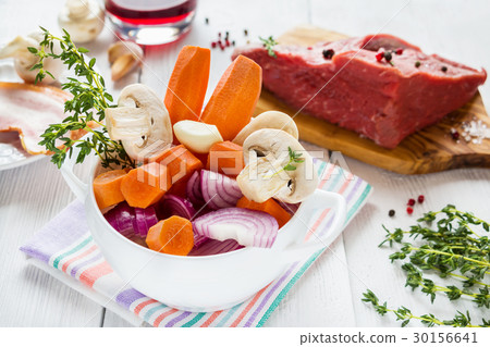 Ingredients for Boeuf Bourguignon Ingredients for Boeuf Bourguignon 30156641