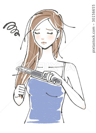 A woman who is not good at hair iron 30156655