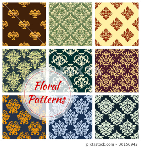 Floral seamless pattern of damask flower ornament 30156942
