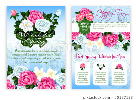 Happy Spring Holiday floral poster template Happy Spring Holiday floral poster template 30157158