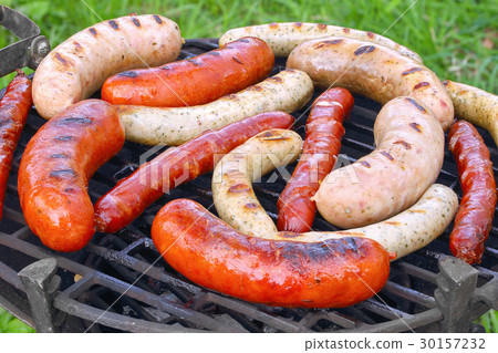 Mixed variety of char grilled sausages 30157232