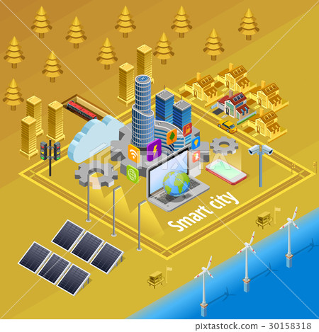 Smart City Internet Infrastructure Isometric - Stock Illustration ...