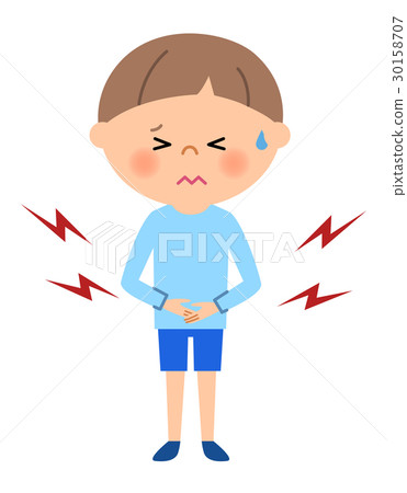 A boy has a stomachache - Stock Illustration [30158707] - PIXTA