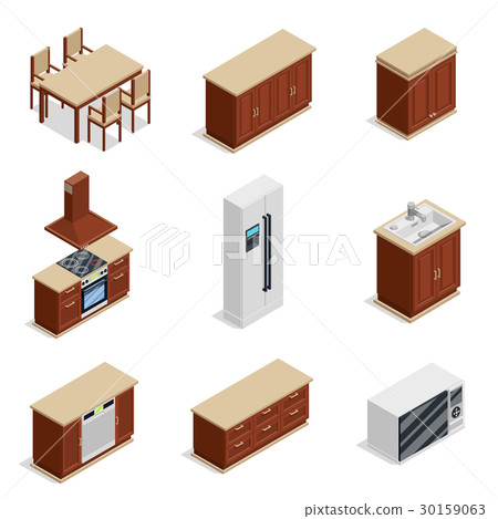 Kitchen Furniture Isometric Icons Set 30159063
