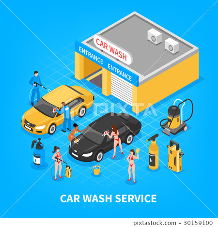 Car Wash Service Isometric Illustration 30159100