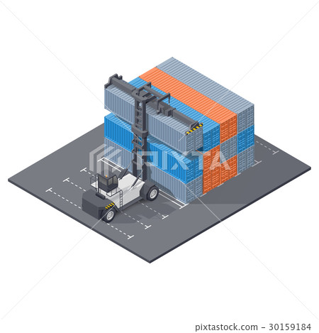 Port loader stacks 40foot container isometric icon 30159184
