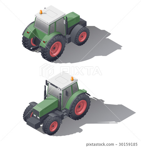 Agricultural tractors isometric icon set 30159185