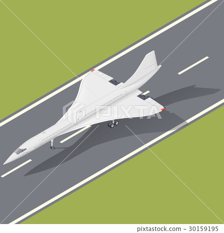 Supersonic passenger airliner isometric icon Supersonic passenger airliner isometric icon 30159195
