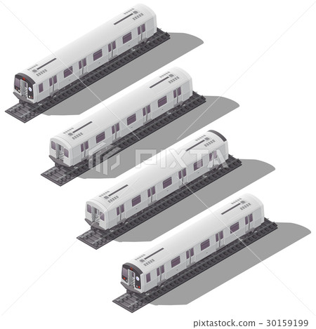 Subway cars isometric icon set 30159199