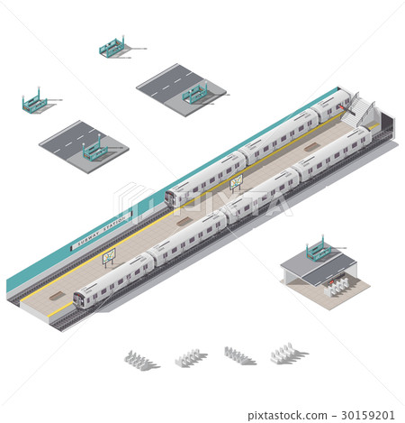 Subway station isometric icon set Subway station isometric icon set 30159201
