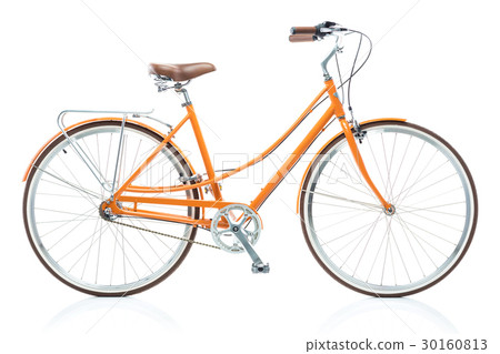 Stylish female orange bicycle isolated on white 30160813
