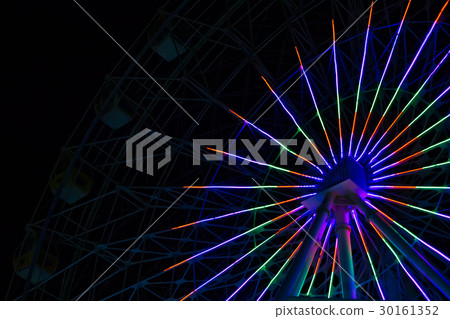 neon lights on Ferris wheel 30161352