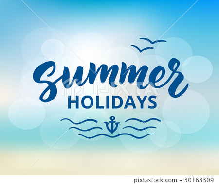 Summer holidays hand drawn brush lettering 30163309