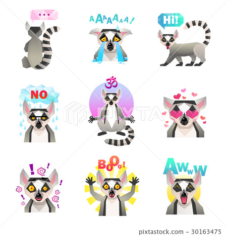 Lemur Emoji Stickers Set Lemur Emoji Stickers Set 30163475