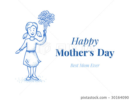 Happy mother's day. Daughter with flowers. Small 30164090