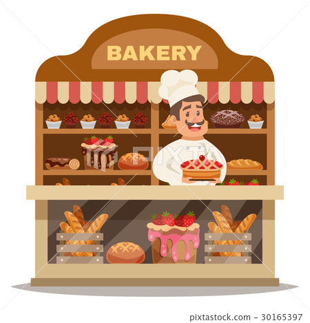 圖庫插圖: bakery shop design concept