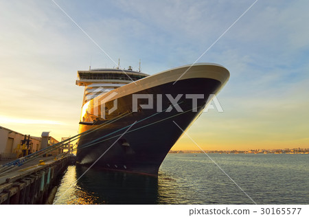 Gorgeous cruise ship at a dock Gorgeous cruise ship at a dock 30165577
