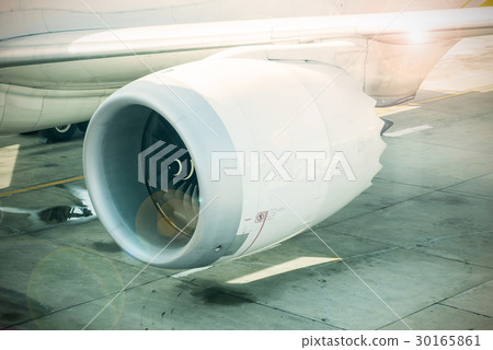 Part of engine air plane with fan inside. Part of engine air plane with fan inside. 30165861