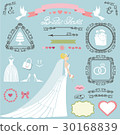 Wedding bridal shower decor set.Bride,swirls,icons 30168839