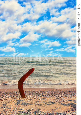 Australian Boomerang on tropical sandy beach. 30169189