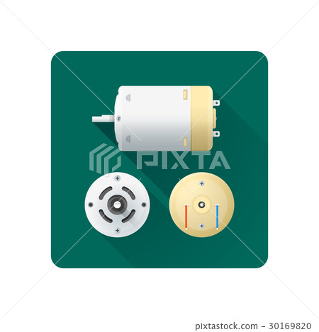 vector electric motor flat illustration. 30169820
