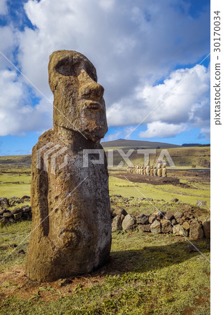 Moai statue, ahu Tongariki, easter island Moai statue, ahu Tongariki, easter island 30170034