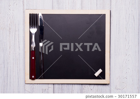 menu blackboard with knife and fork menu blackboard with knife and fork 30171557