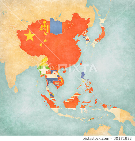 Map Of East Asia - All Countries - Stock Illustration [30171952] - Pixta