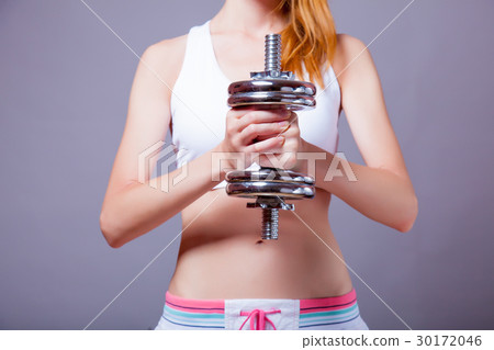 female body with dumbbells 30172046