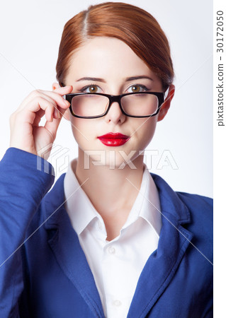 portrait of beautiful young woman in classic suit 30172050