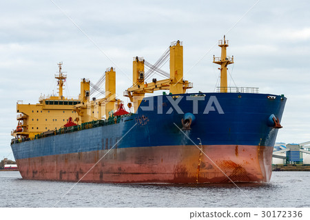 Blue cargo ship 30172336