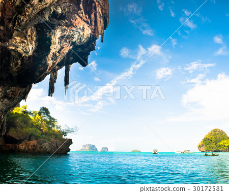 Tropical Phra Nang Beach at Railay Krabi Thailand. 30172581