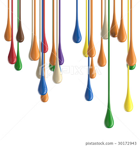 3D multicolor colorful glossy paint drop blobs 30172943
