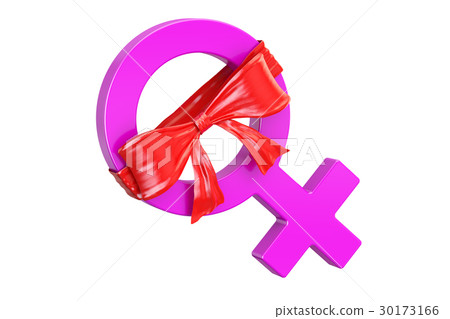 Female gender symbol with red bow and ribbon-插圖素材 [30173166] - PIXTA圖庫