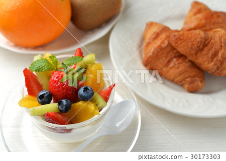 Fruit yogurt and croissant Fruit yogurt and croissant 30173303