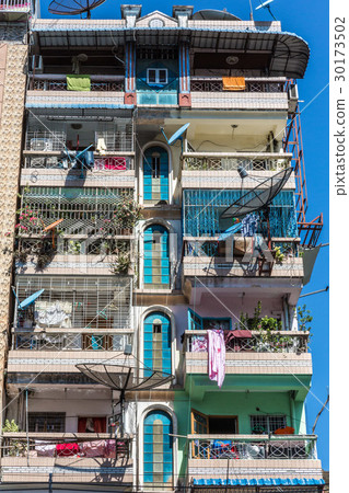 building facade Yangon in Myanmar building facade Yangon in Myanmar 30173502