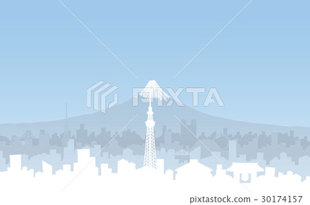 Fuji and the city of Tokyo Long 30174157