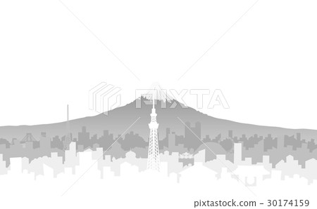 Fuji and the city of Tokyo Long 30174159