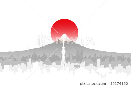 Fuji and the city of Tokyo Long 30174160