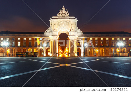 Commerce Square at night in Lisbon, Portugal 30174231