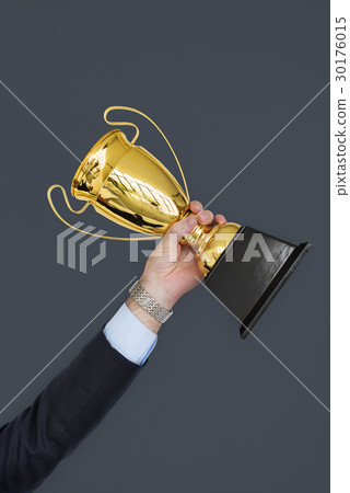 Human Hand Holding Trophy Reward Success 30176015